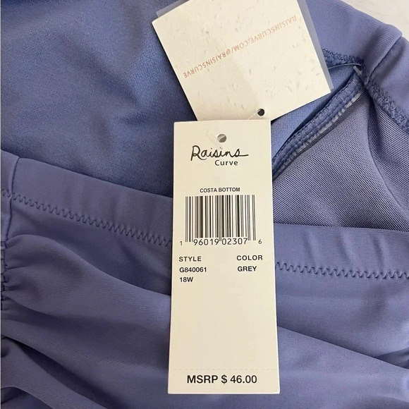 Raisins Curve Ruched Bikini Bottoms Size 18W Tummy Control Gray - Picture 10 of 10